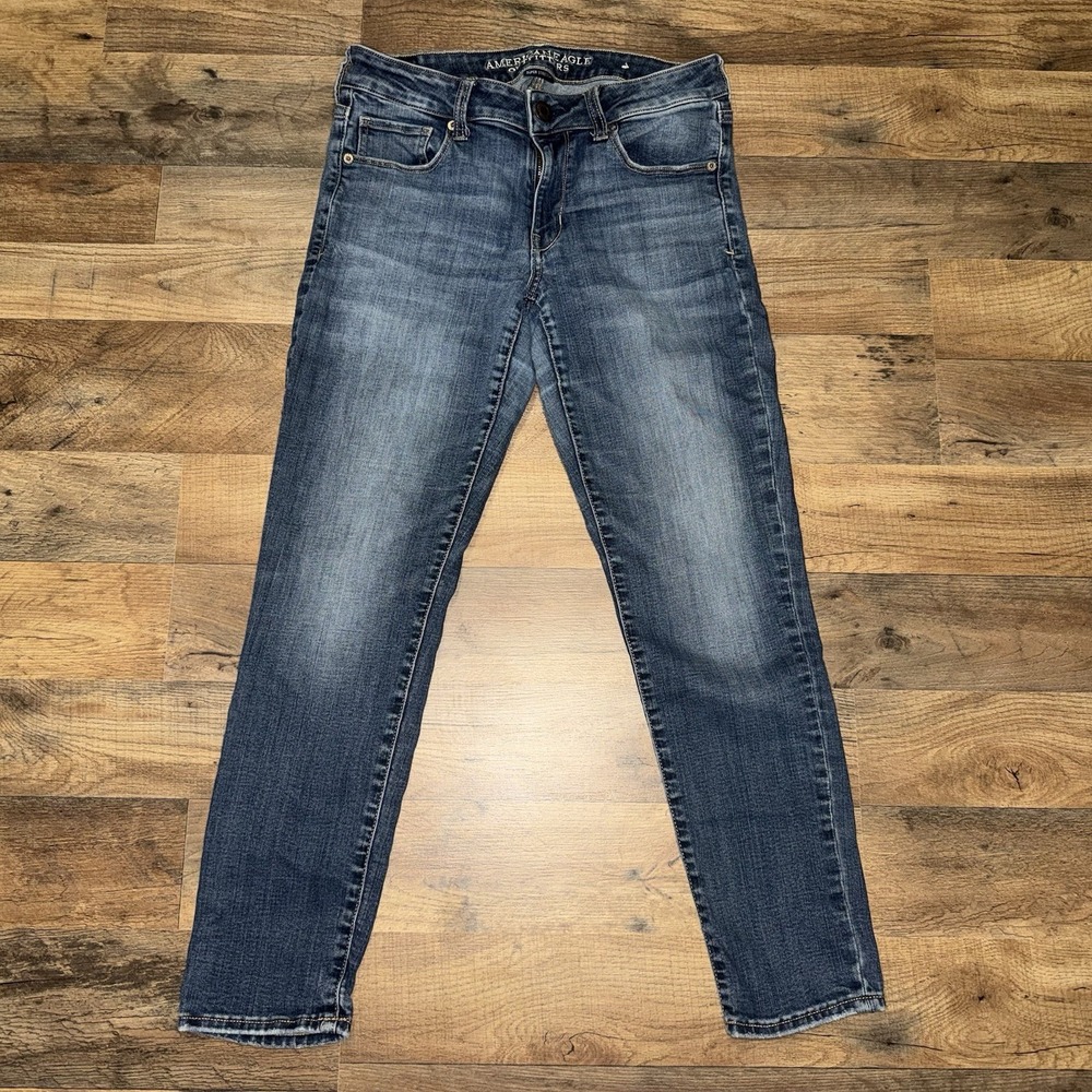 American Eagle Blue Denim Jeans Size 8 Short Super Stretch